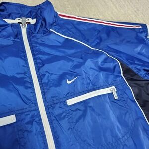 Vintage Nike Track Jacket Women Large Windbreaker Y2K Pockets Logo 90s Red Tag